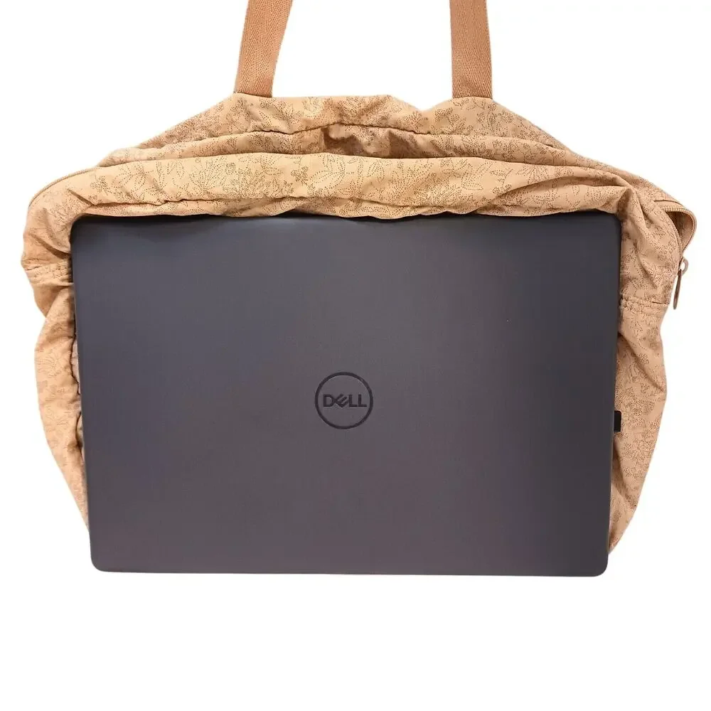 2 Pc LANCEL Laptop Bag Weekend Travel Nylon w Insert Organizer Tan Luxury Brand